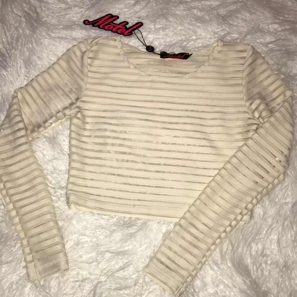 NWT Motel Rocks Stripe Crop Top Ivory Small